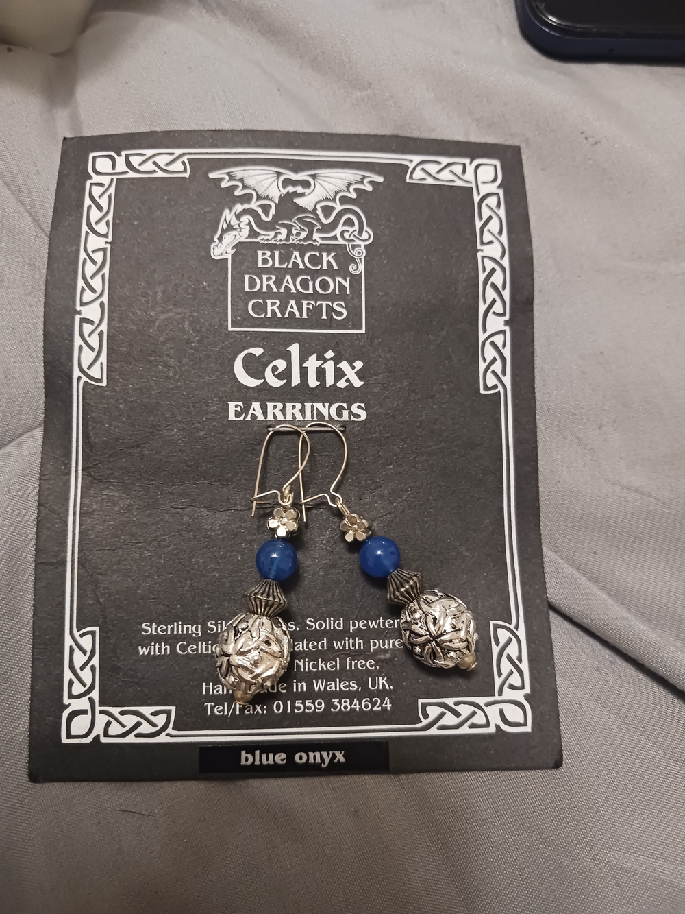 Celtix Blue Onyx Sterling Drop Earrings